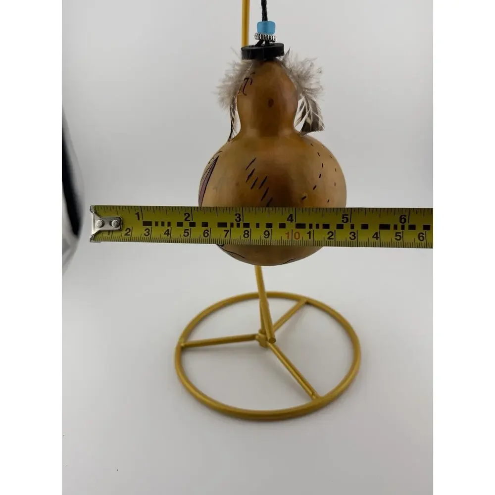 Authentic Vintage Native American Painted Gourd Ornament Gecko Lizard Art